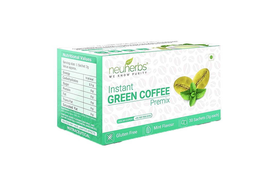 Neuherbs organic Instant Green Coffee Permix   Pack  30 pcs